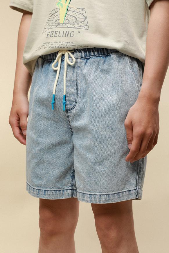 Denim Shorts With Elastic Waistband | TEN11
